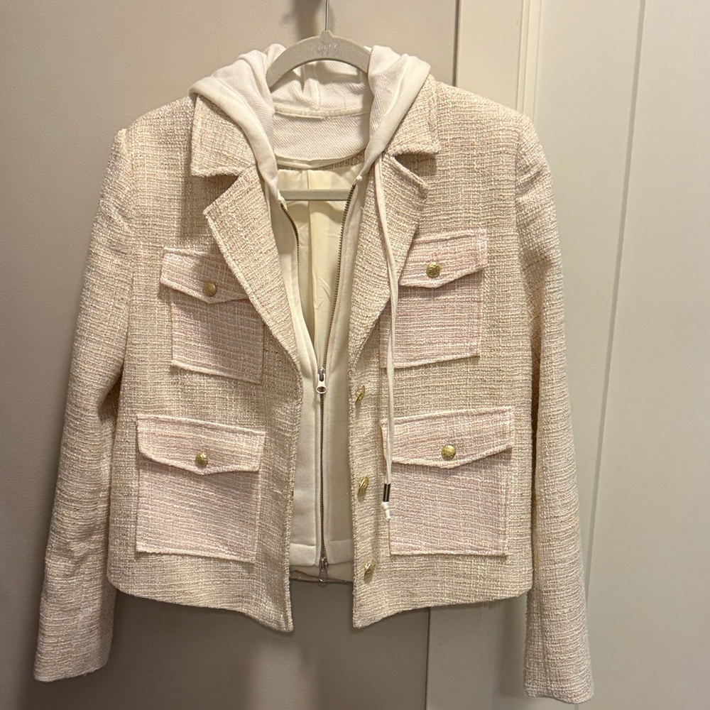 Anthropologie Cream Blazer with Hoodie